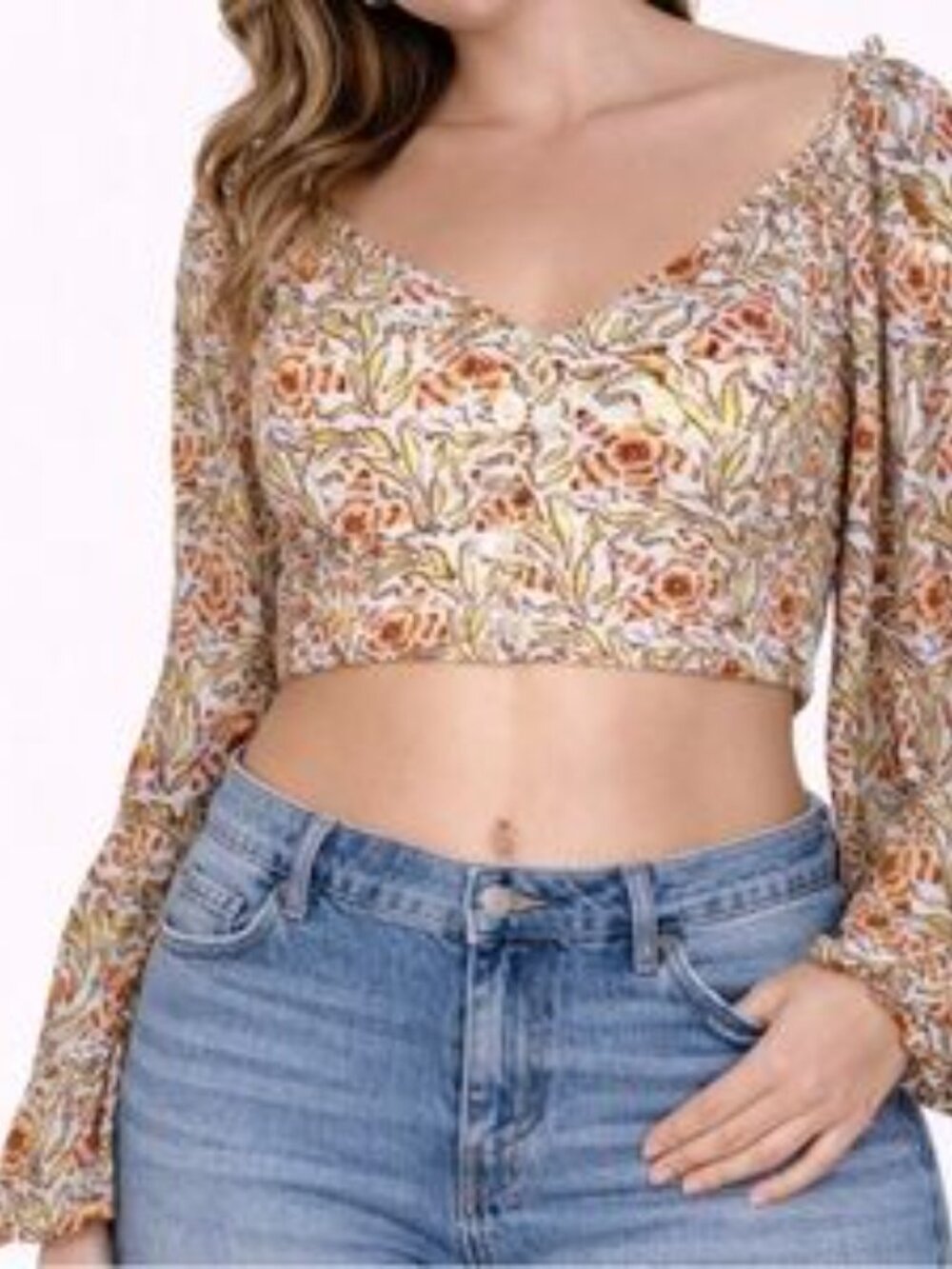 Urban Outfitters Lola Floral Crop Top Medium Milkmaid Style UO
